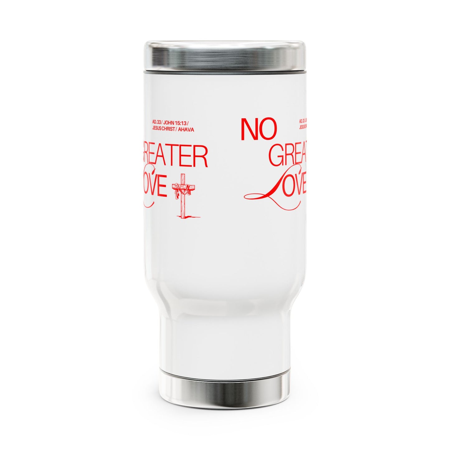 "No Greater Love" Red Travel Mug