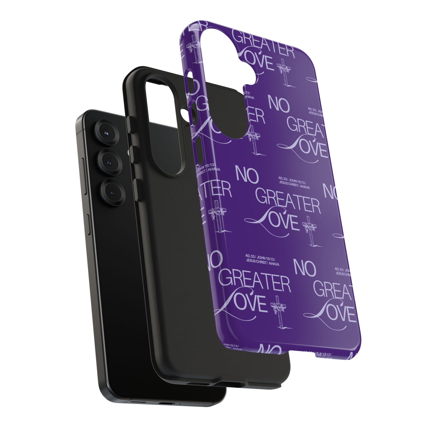 No Greater Love Phone Case Lavender | John 15:13 Bible Verse Cover | Dreamy Christian Aesthetic Gift | Tough Floral Scripture Case