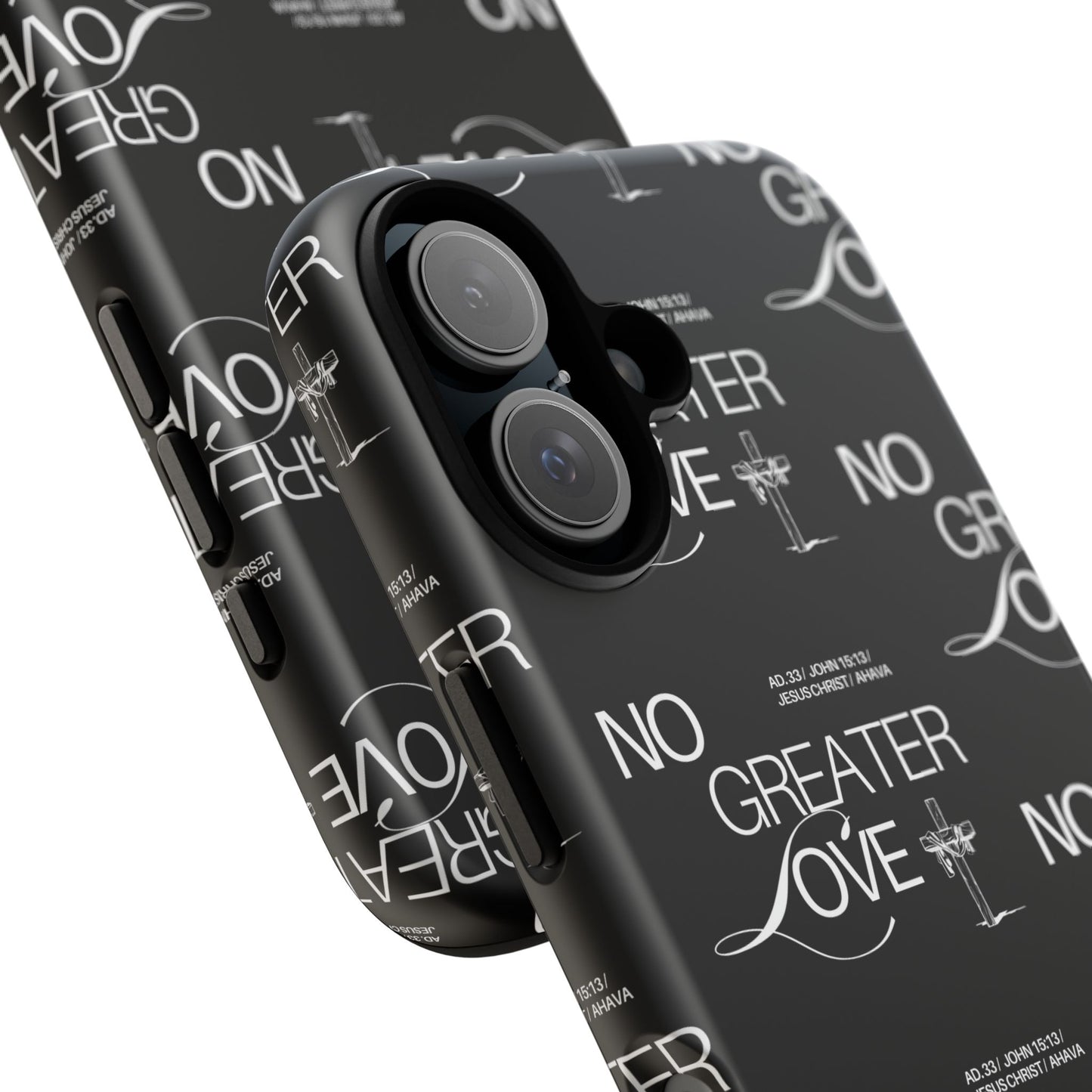 No Greater Love Phone Case Black | John 15:13 Bible Verse Case | Sleek Christian Gift for Men | Tough Minimalist Scripture Cover
