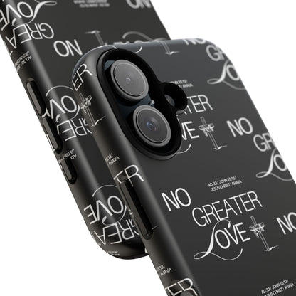 No Greater Love Phone Case Black | John 15:13 Bible Verse Case | Sleek Christian Gift for Men | Tough Minimalist Scripture Cover