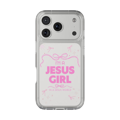 Jesus Girl Pink Phone Case | Preppy Christian Cute Faith Based Gift | Soft Pink Aesthetic Clear Tough Case