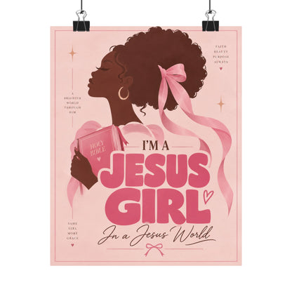 Jesus Girl in a Jesus World Pink poster