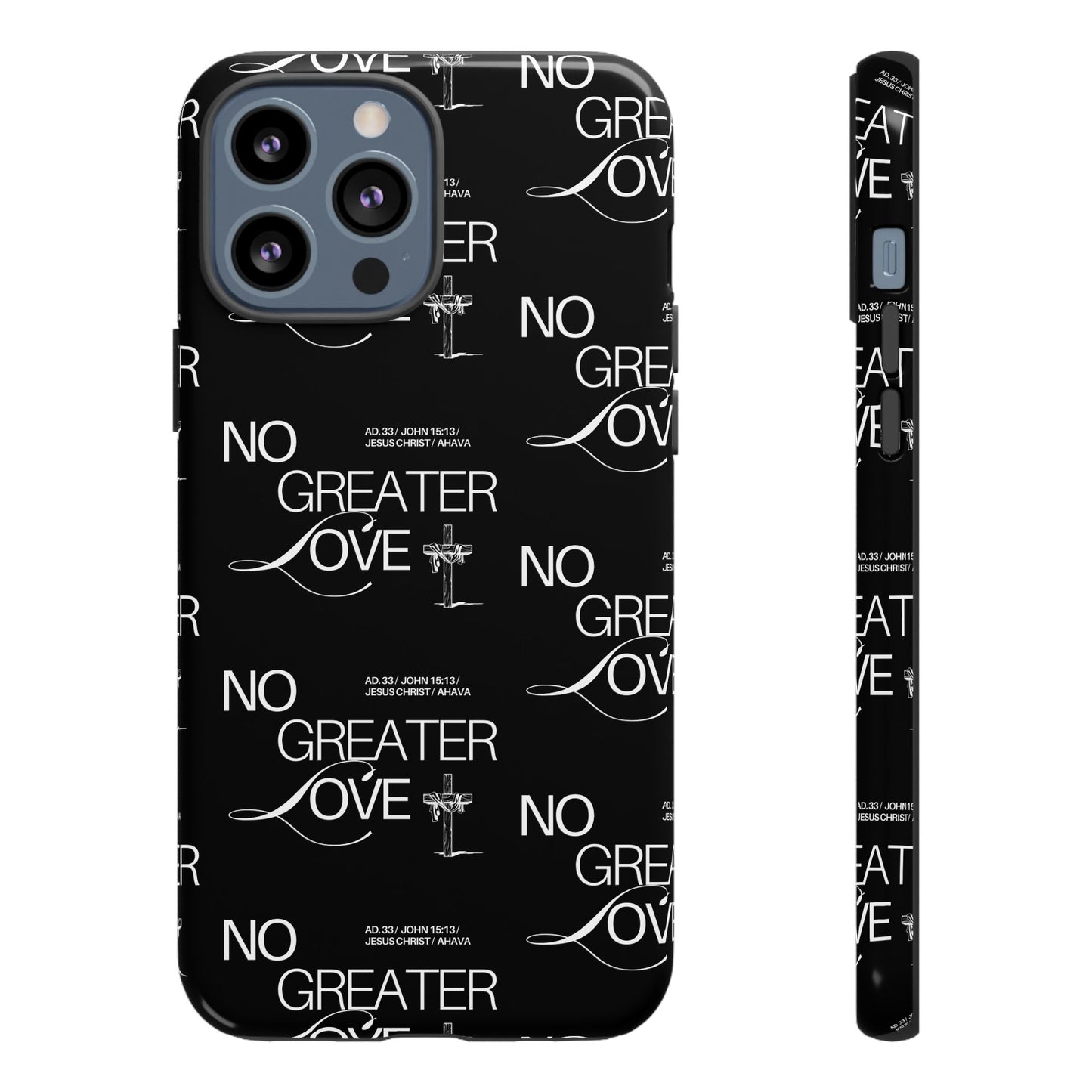 No Greater Love Phone Case Black | John 15:13 Bible Verse Case | Sleek Christian Gift for Men | Tough Minimalist Scripture Cover