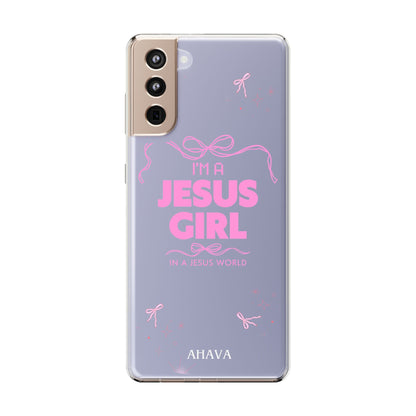 Jesus Girl Pink Phone Case | Preppy Christian Cute Faith Based Gift | Soft Pink Aesthetic Clear Tough Case