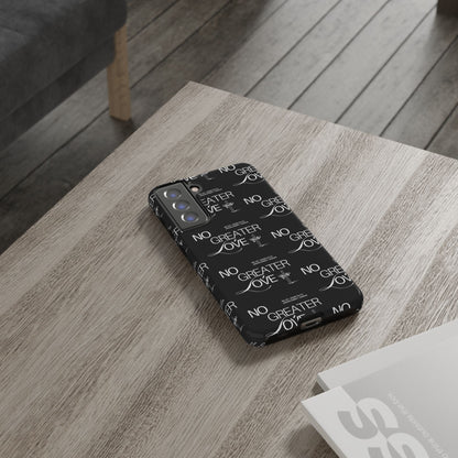 No Greater Love Phone Case Black | John 15:13 Bible Verse Case | Sleek Christian Gift for Men | Tough Minimalist Scripture Cover