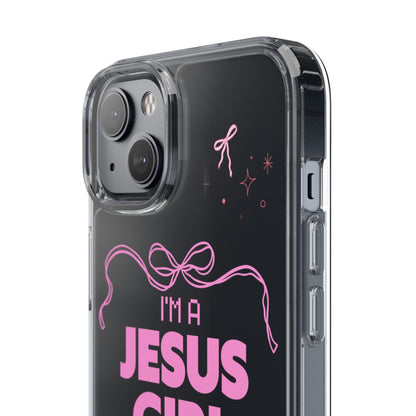 Jesus Girl Pink Phone Case | Preppy Christian Cute Faith Based Gift | Soft Pink Aesthetic Clear Tough Case