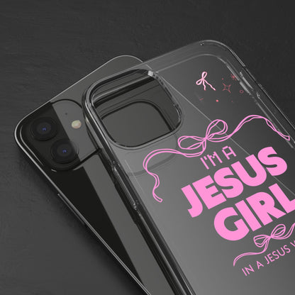 Jesus Girl Pink Phone Case | Preppy Christian Cute Faith Based Gift | Soft Pink Aesthetic Clear Tough Case