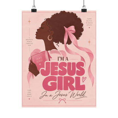Jesus Girl in a Jesus World Pink poster