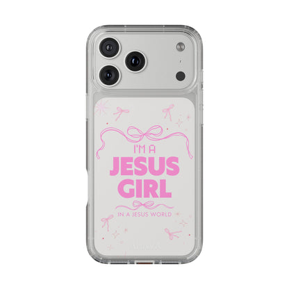 Jesus Girl Pink Phone Case | Preppy Christian Cute Faith Based Gift | Soft Pink Aesthetic Clear Tough Case