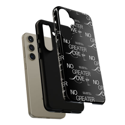No Greater Love Phone Case Black | John 15:13 Bible Verse Case | Sleek Christian Gift for Men | Tough Minimalist Scripture Cover