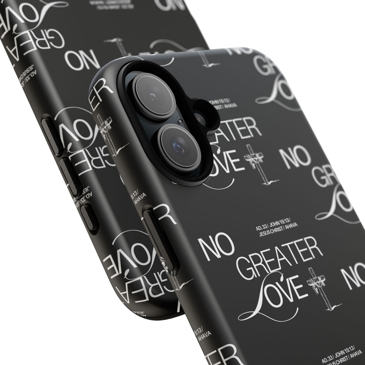 No Greater Love Phone Case Black | John 15:13 Bible Verse Case | Sleek Christian Gift for Men | Tough Minimalist Scripture Cover