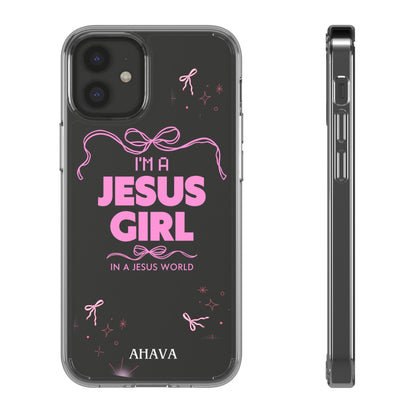 Jesus Girl Pink Phone Case | Preppy Christian Cute Faith Based Gift | Soft Pink Aesthetic Clear Tough Case