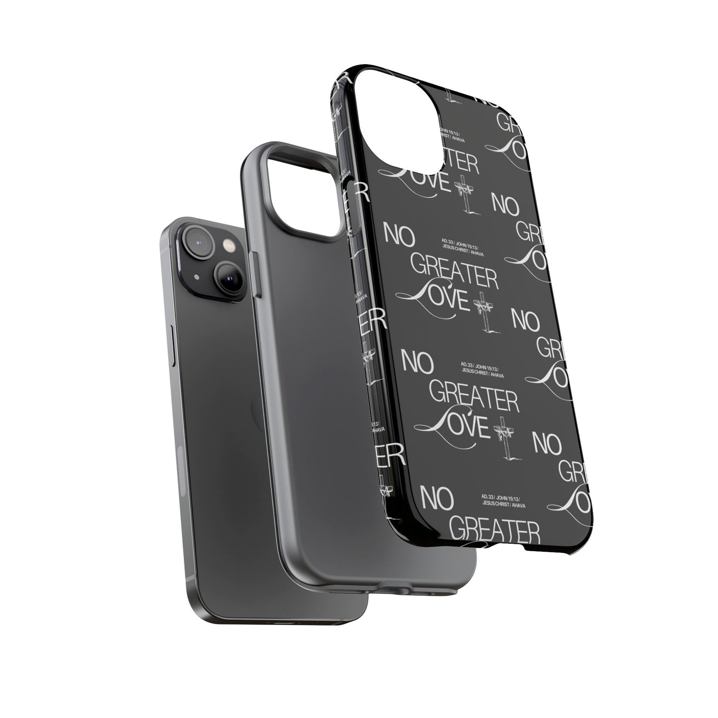 No Greater Love Phone Case Black | John 15:13 Bible Verse Case | Sleek Christian Gift for Men | Tough Minimalist Scripture Cover