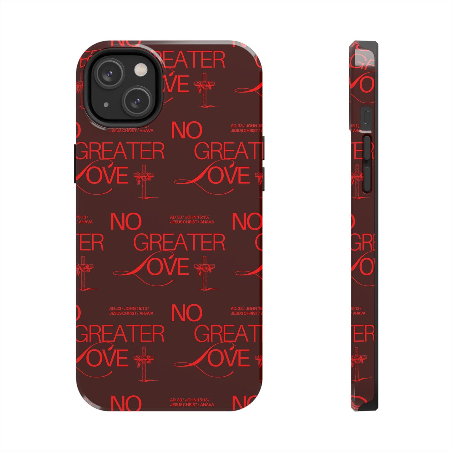 No Greater Love Phone Case Red | John 15:13 Scripture Case | Bold Christian Gift for Men & Women | Tough Protective Case