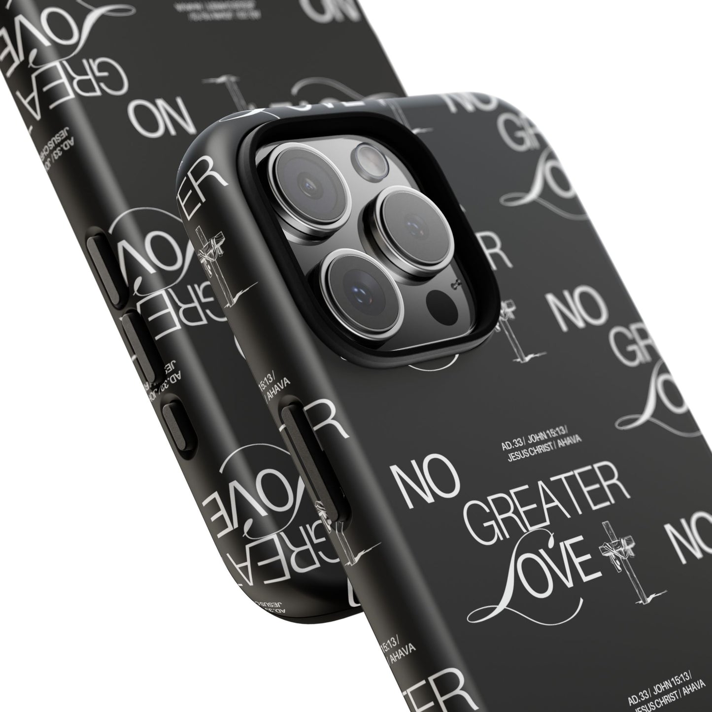 No Greater Love Phone Case Black | John 15:13 Bible Verse Case | Sleek Christian Gift for Men | Tough Minimalist Scripture Cover