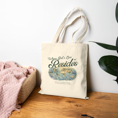 Where God's Love Resides Canvas Tote Bag | Green