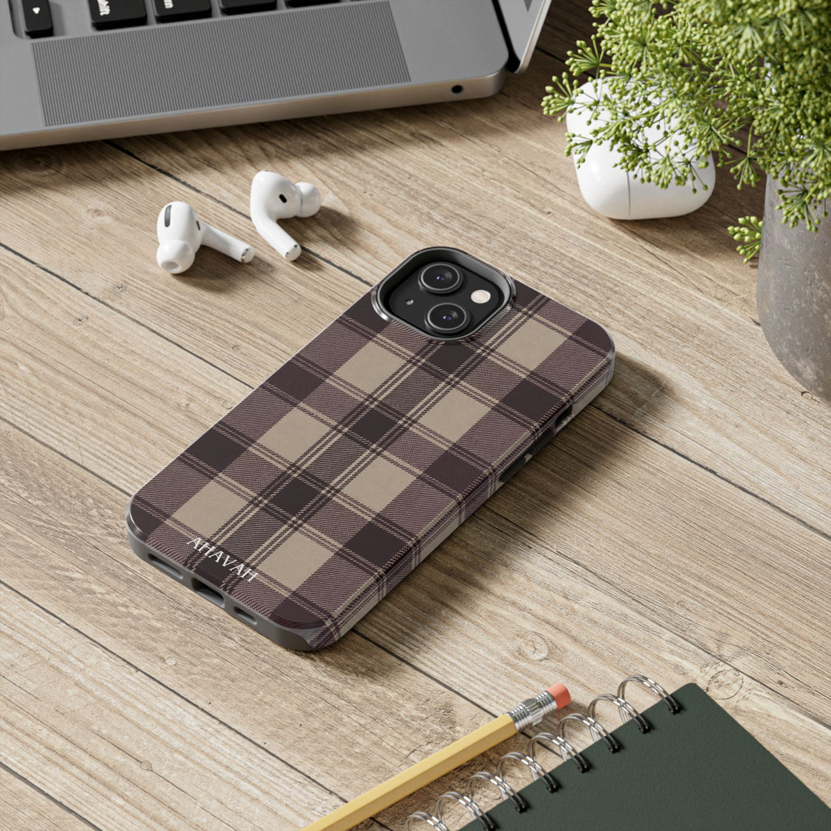 Abba’s Embrace | Warm Teddy Plaid Phone Case