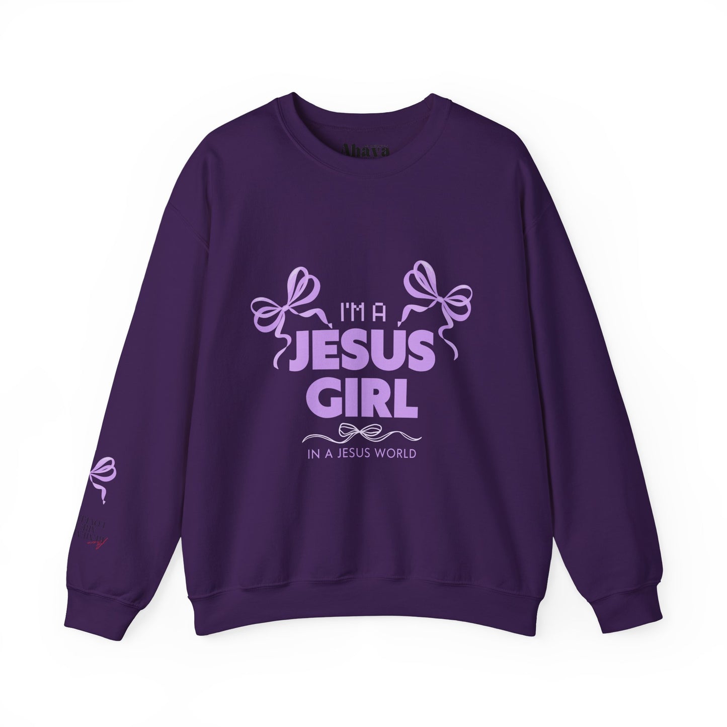 Jesus girl in a Jesus World Sweatshirt