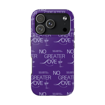 No Greater Love Phone Case Lavender | John 15:13 Bible Verse Cover  | Dreamy Christian Aesthetic Gift | Tough Floral Scripture Case