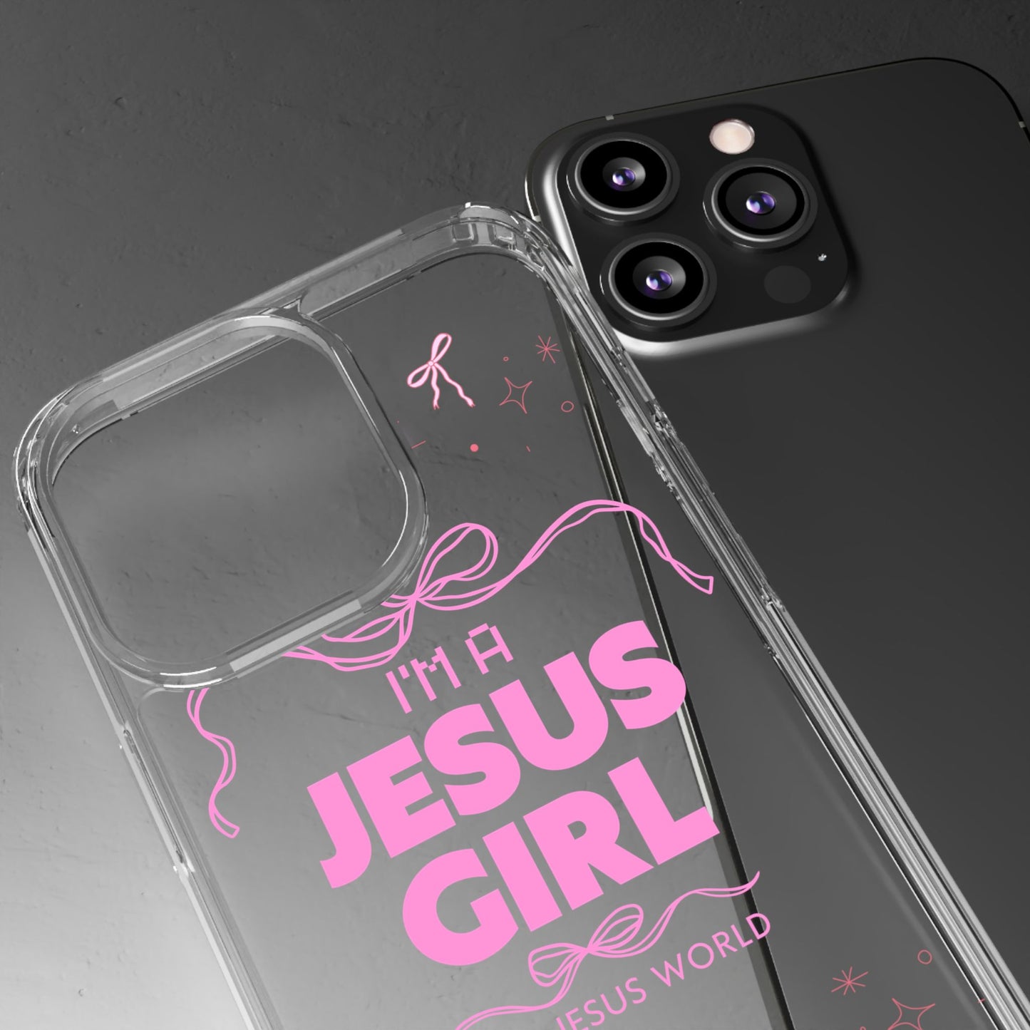 Jesus Girl Pink Phone Case | Preppy Christian Cute Faith Based Gift | Soft Pink Aesthetic Clear Tough Case