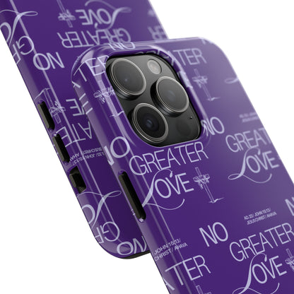 No Greater Love Phone Case Lavender | John 15:13 Bible Verse Cover  | Dreamy Christian Aesthetic Gift | Tough Floral Scripture Case