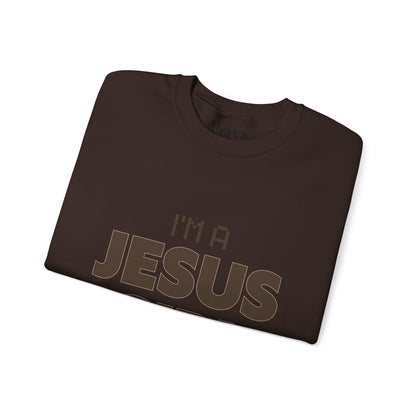 Jesus girl in a Jesus World Sweatshirt