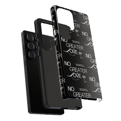 No Greater Love Phone Case Black | John 15:13 Bible Verse Case | Sleek Christian Gift for Men | Tough Minimalist Scripture Cover