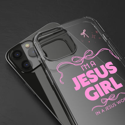 Jesus Girl Pink Phone Case | Preppy Christian Cute Faith Based Gift | Soft Pink Aesthetic Clear Tough Case