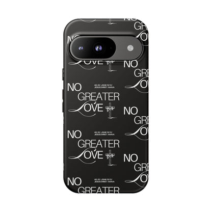 No Greater Love Phone Case Black | John 15:13 Bible Verse Case | Sleek Christian Gift for Men | Tough Minimalist Scripture Cover