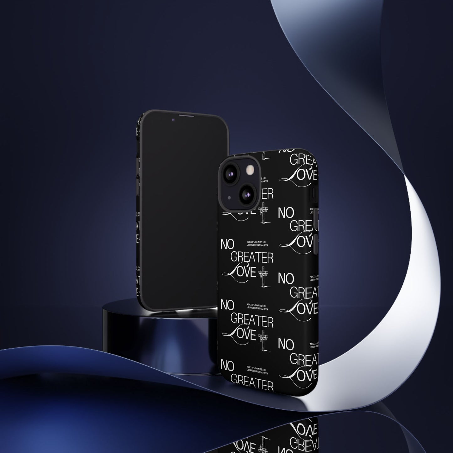 No Greater Love Phone Case Black | John 15:13 Bible Verse Case | Sleek Christian Gift for Men | Tough Minimalist Scripture Cover