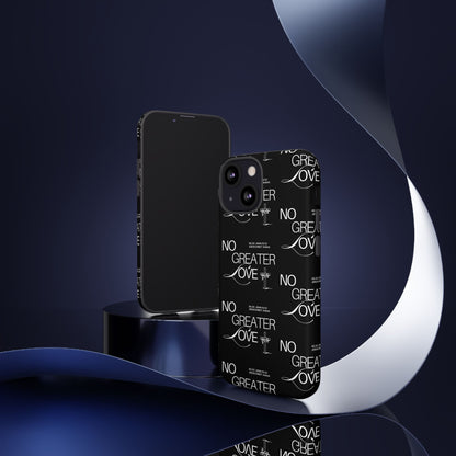 No Greater Love Phone Case Black | John 15:13 Bible Verse Case | Sleek Christian Gift for Men | Tough Minimalist Scripture Cover