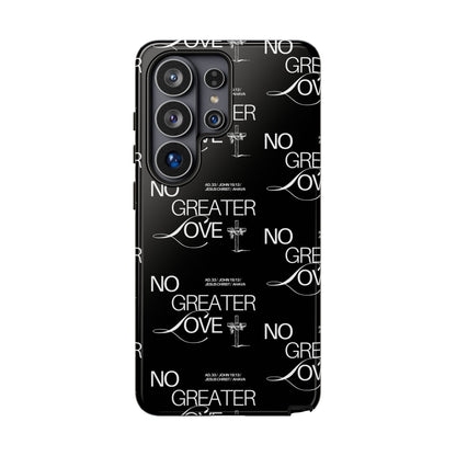 No Greater Love Phone Case Black | John 15:13 Bible Verse Case | Sleek Christian Gift for Men | Tough Minimalist Scripture Cover