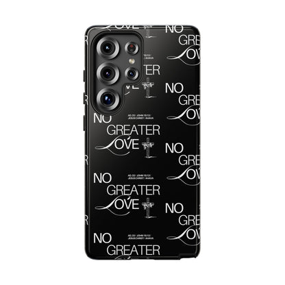 No Greater Love Phone Case Black | John 15:13 Bible Verse Case | Sleek Christian Gift for Men | Tough Minimalist Scripture Cover
