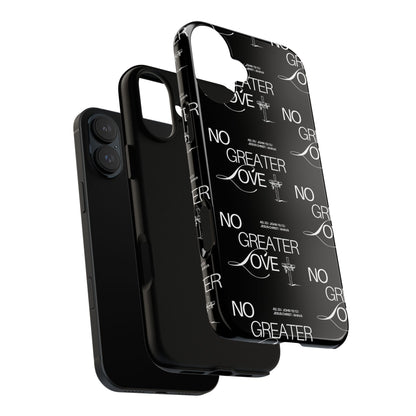 No Greater Love Phone Case Black | John 15:13 Bible Verse Case | Sleek Christian Gift for Men | Tough Minimalist Scripture Cover