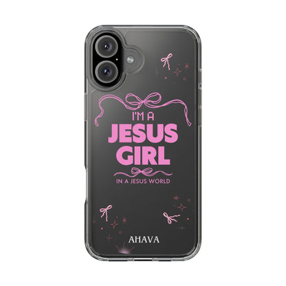 Jesus Girl Pink Phone Case | Preppy Christian Cute Faith Based Gift | Soft Pink Aesthetic Clear Tough Case