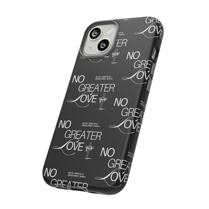 No Greater Love Phone Case Black | John 15:13 Bible Verse Case | Sleek Christian Gift for Men | Tough Minimalist Scripture Cover