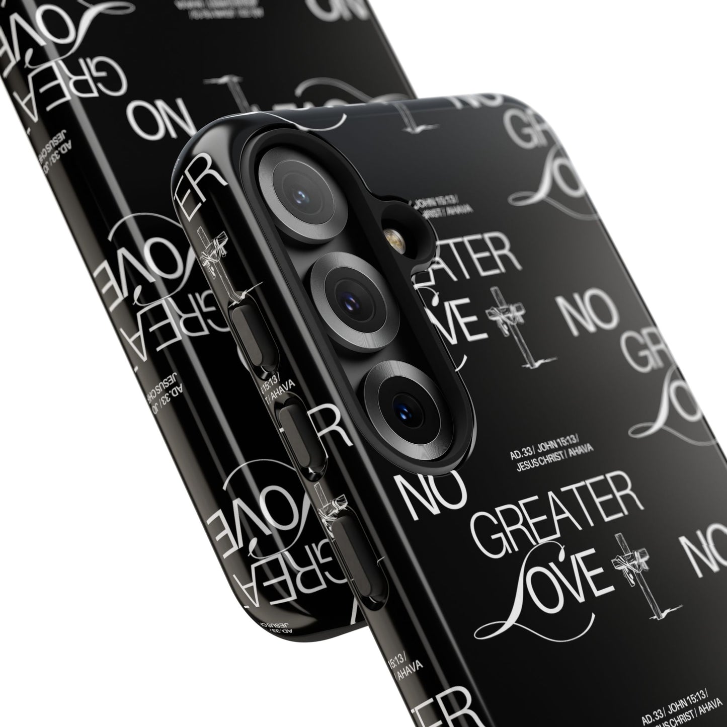No Greater Love Phone Case Black | John 15:13 Bible Verse Case | Sleek Christian Gift for Men | Tough Minimalist Scripture Cover