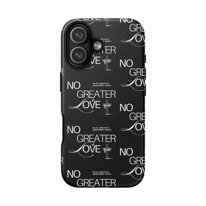 No Greater Love Phone Case Black | John 15:13 Bible Verse Case | Sleek Christian Gift for Men | Tough Minimalist Scripture Cover