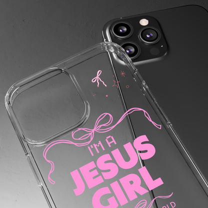 Jesus Girl Pink Phone Case | Preppy Christian Cute Faith Based Gift | Soft Pink Aesthetic Clear Tough Case