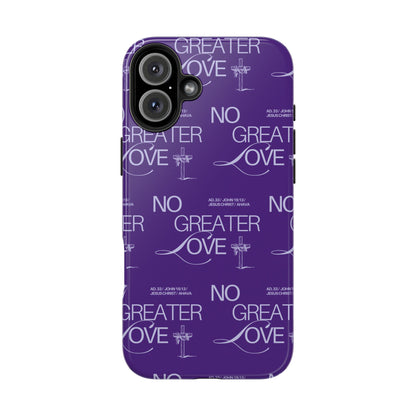 No Greater Love Phone Case Lavender | John 15:13 Bible Verse Cover  | Dreamy Christian Aesthetic Gift | Tough Floral Scripture Case