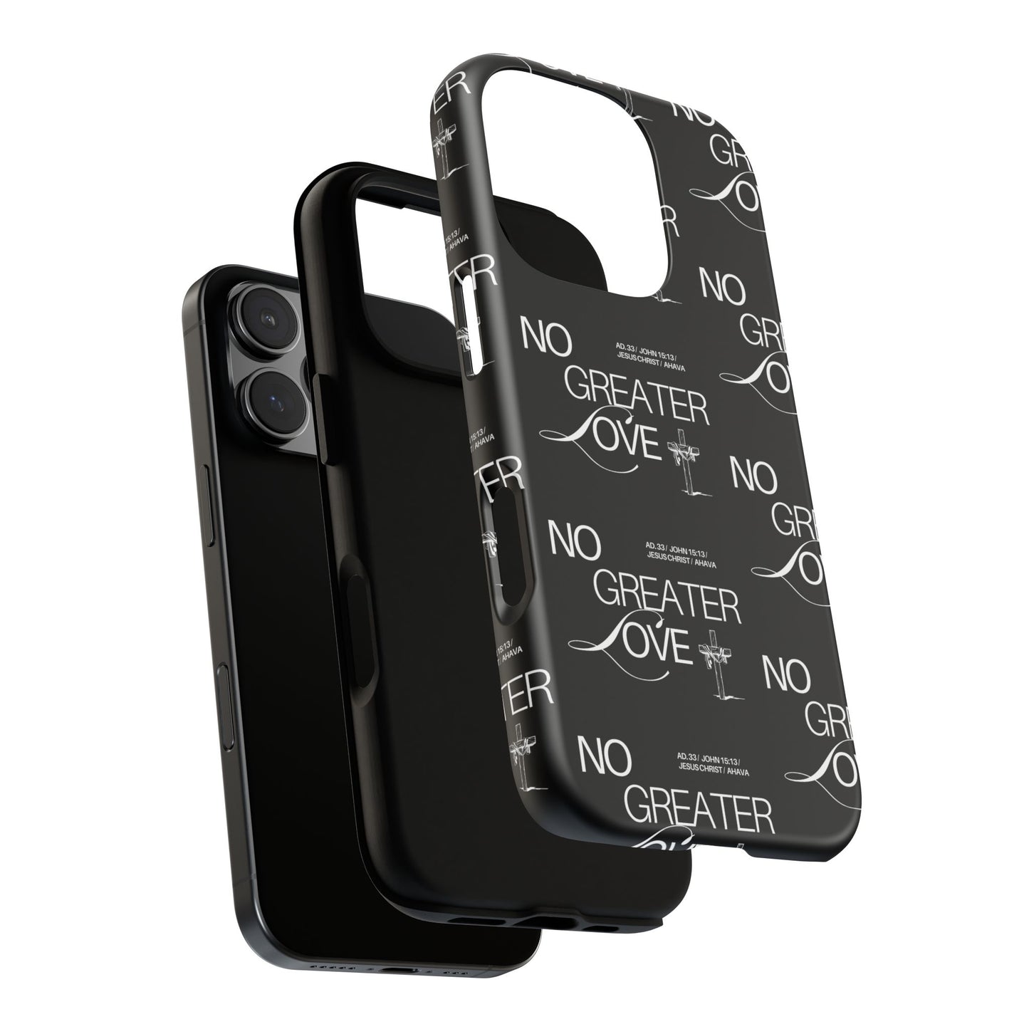 No Greater Love Phone Case Black | John 15:13 Bible Verse Case | Sleek Christian Gift for Men | Tough Minimalist Scripture Cover