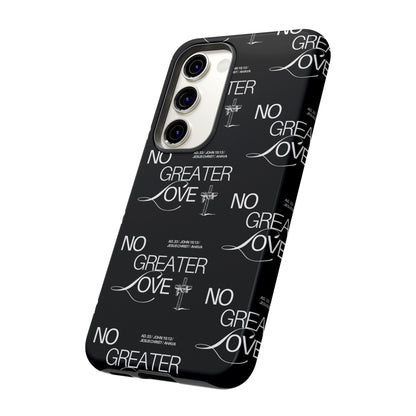 No Greater Love Phone Case Black | John 15:13 Bible Verse Case | Sleek Christian Gift for Men | Tough Minimalist Scripture Cover