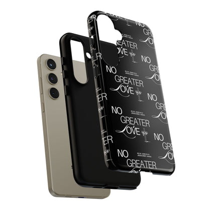 No Greater Love Phone Case Black | John 15:13 Bible Verse Case | Sleek Christian Gift for Men | Tough Minimalist Scripture Cover