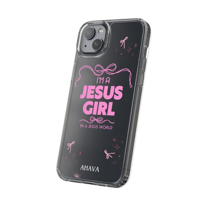 Jesus Girl Pink Phone Case | Preppy Christian Cute Faith Based Gift | Soft Pink Aesthetic Clear Tough Case