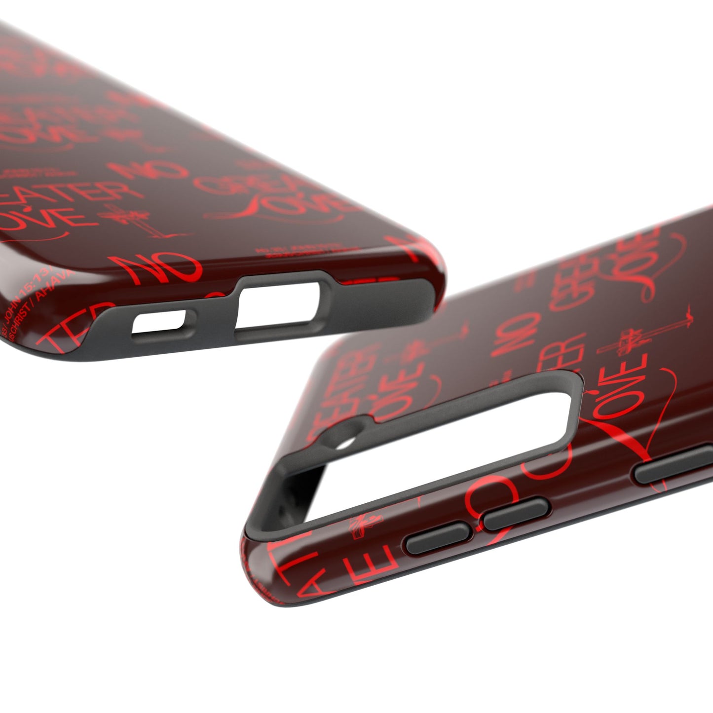 No Greater Love Phone Case Red | John 15:13 Scripture Case | Bold Christian Gift for Men & Women | Tough Protective Case