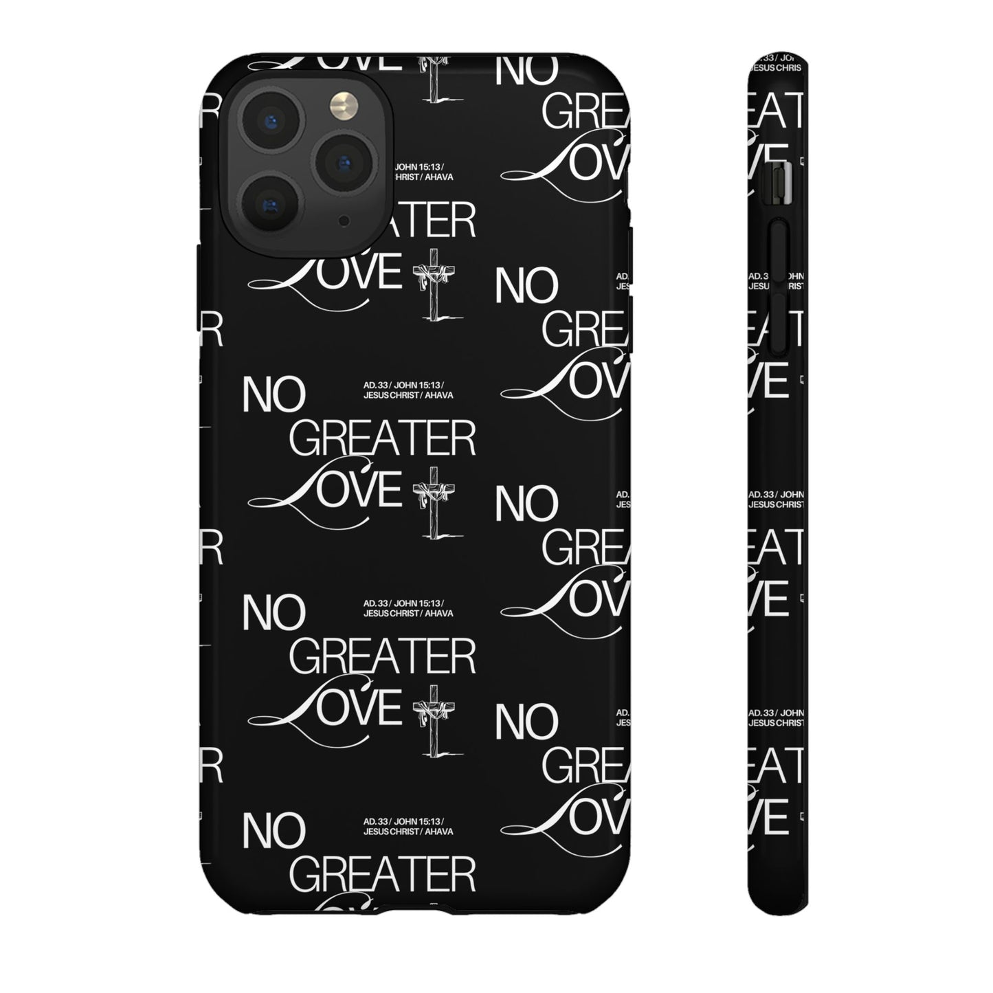 No Greater Love Phone Case Black | John 15:13 Bible Verse Case | Sleek Christian Gift for Men | Tough Minimalist Scripture Cover