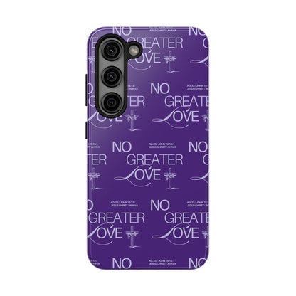 No Greater Love Phone Case Lavender | John 15:13 Bible Verse Cover  | Dreamy Christian Aesthetic Gift | Tough Floral Scripture Case