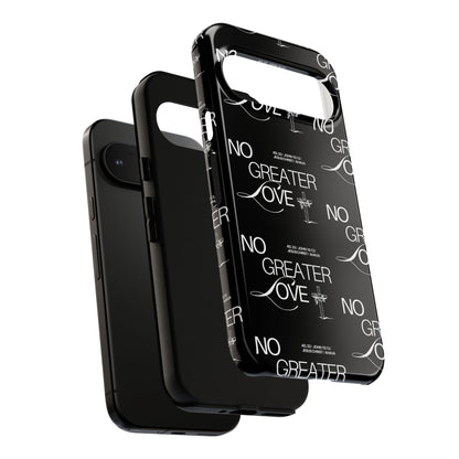 No Greater Love Phone Case Black | John 15:13 Bible Verse Case | Sleek Christian Gift for Men | Tough Minimalist Scripture Cover