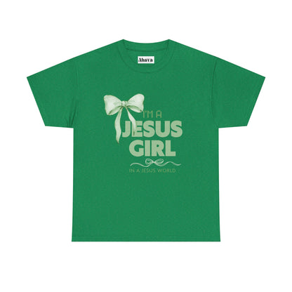 Jesus girl in a Jesus World Shirt