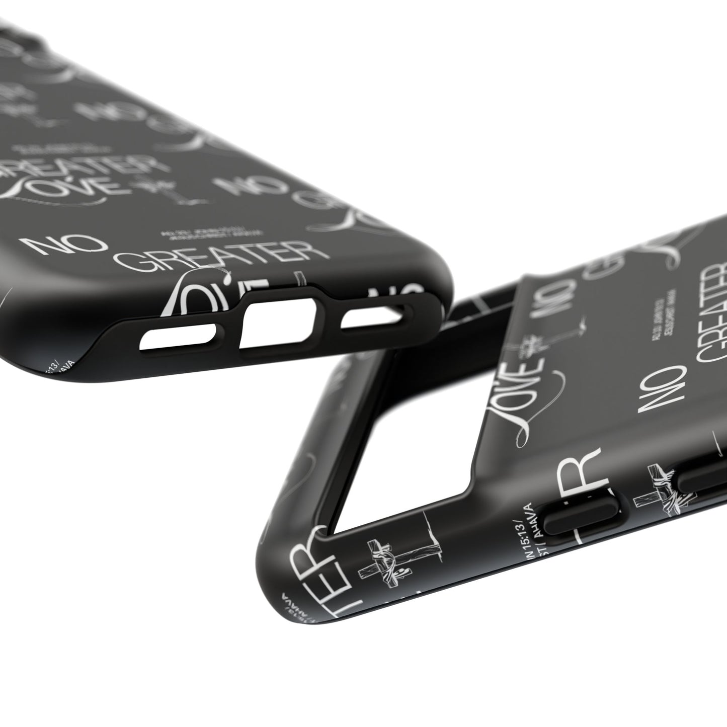 No Greater Love Phone Case Black | John 15:13 Bible Verse Case | Sleek Christian Gift for Men | Tough Minimalist Scripture Cover